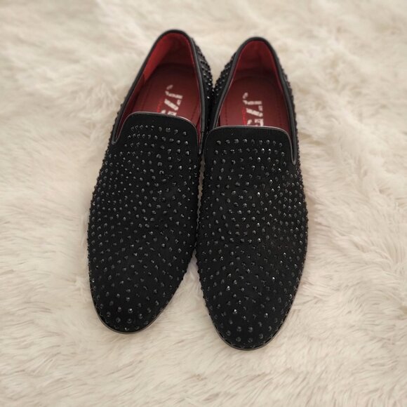 J75 Jump FALCO-B Dress Men's Black Studded Slip- On Loafers -US 6 - Picture 2 of 10